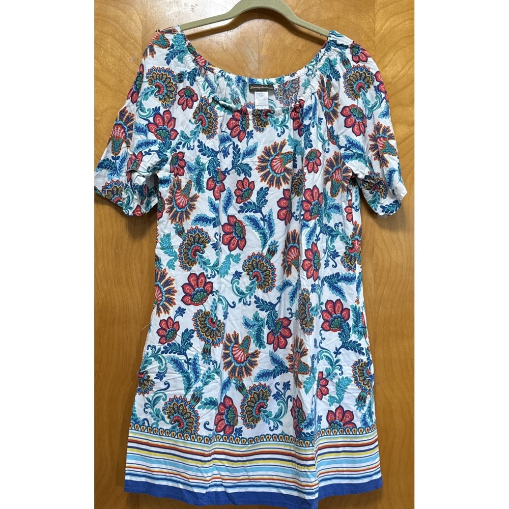 Tommy Bahama Womens Fira Floral Off On Shoulder Dress Summer Beach Resort Sz L
